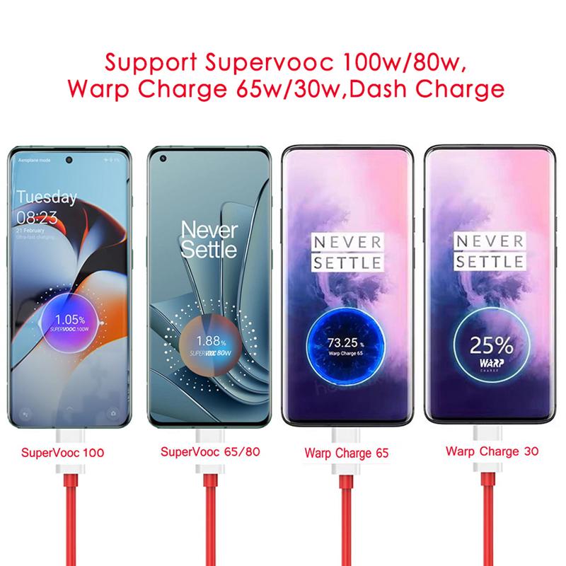 100W SuperVOOC Fast Charger EU US Charging Plug USB Charger Type C Cable for Oneplus 12r 13r 12 11 10 13 Pro Nord CE 2 3 4 Lite