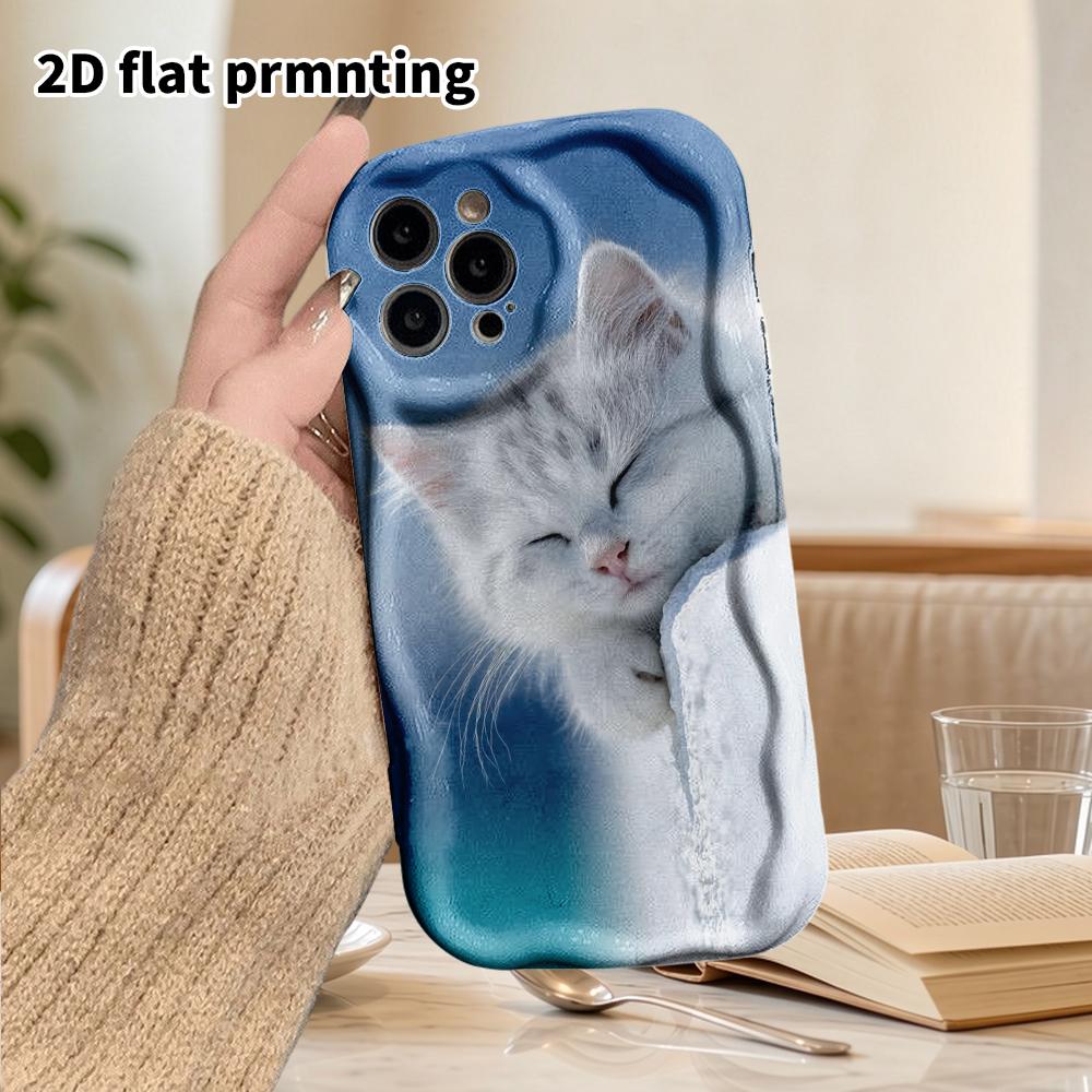 Чехол для телефона: 2D плоский дизайн, подходящий для iPhone 18, 17, 16, 15, 14, 13 Pro, защитный чехол-пленка, стиль для пары, градиентный котенок, Рождество и Хэллоуин