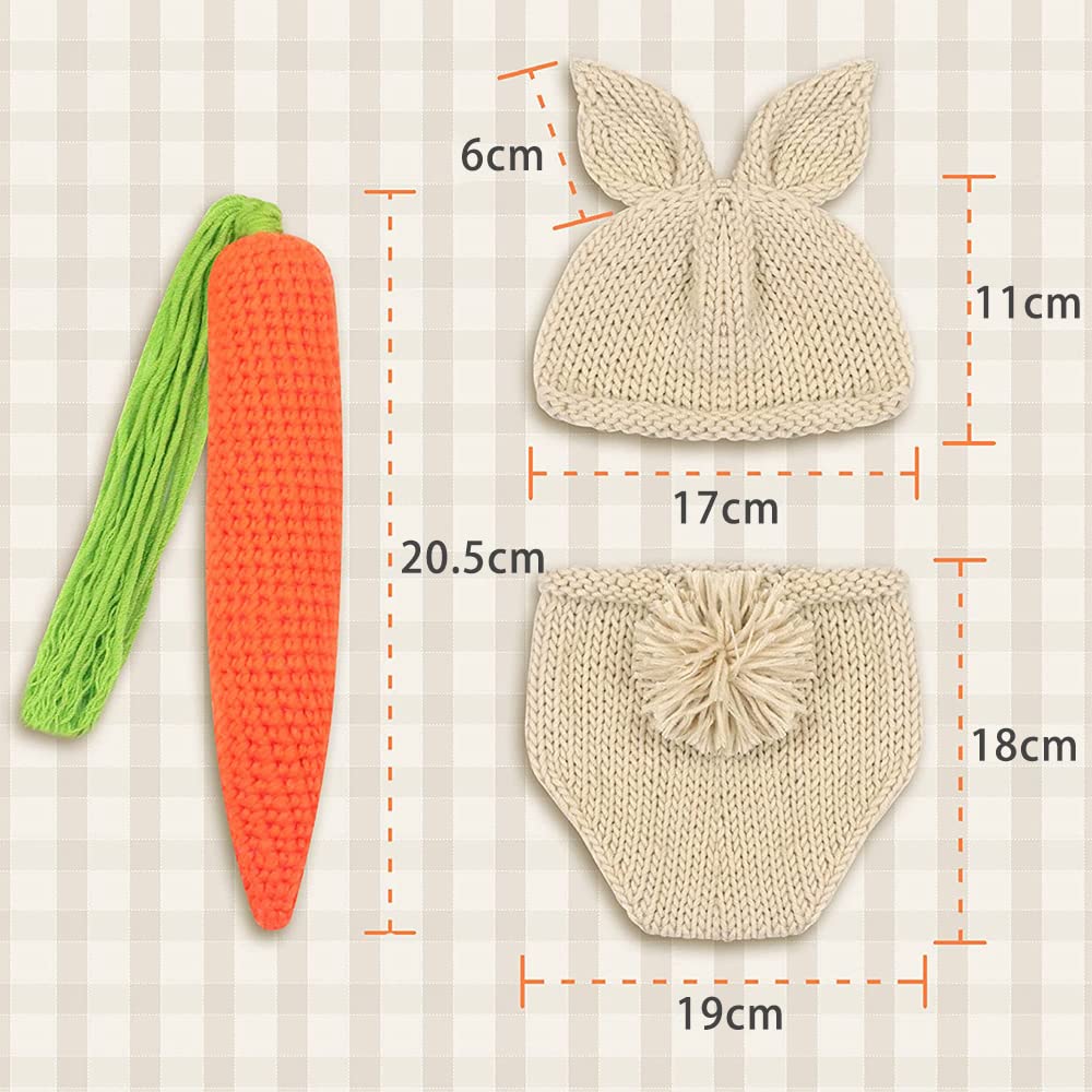 LIKENNY Rabbit Knit Hat Sleeping Art 100th Day Celebration Baby Photo Baby Shower Commemorative Photo Unisex Set, Costume, Costume, Prop, Gift,