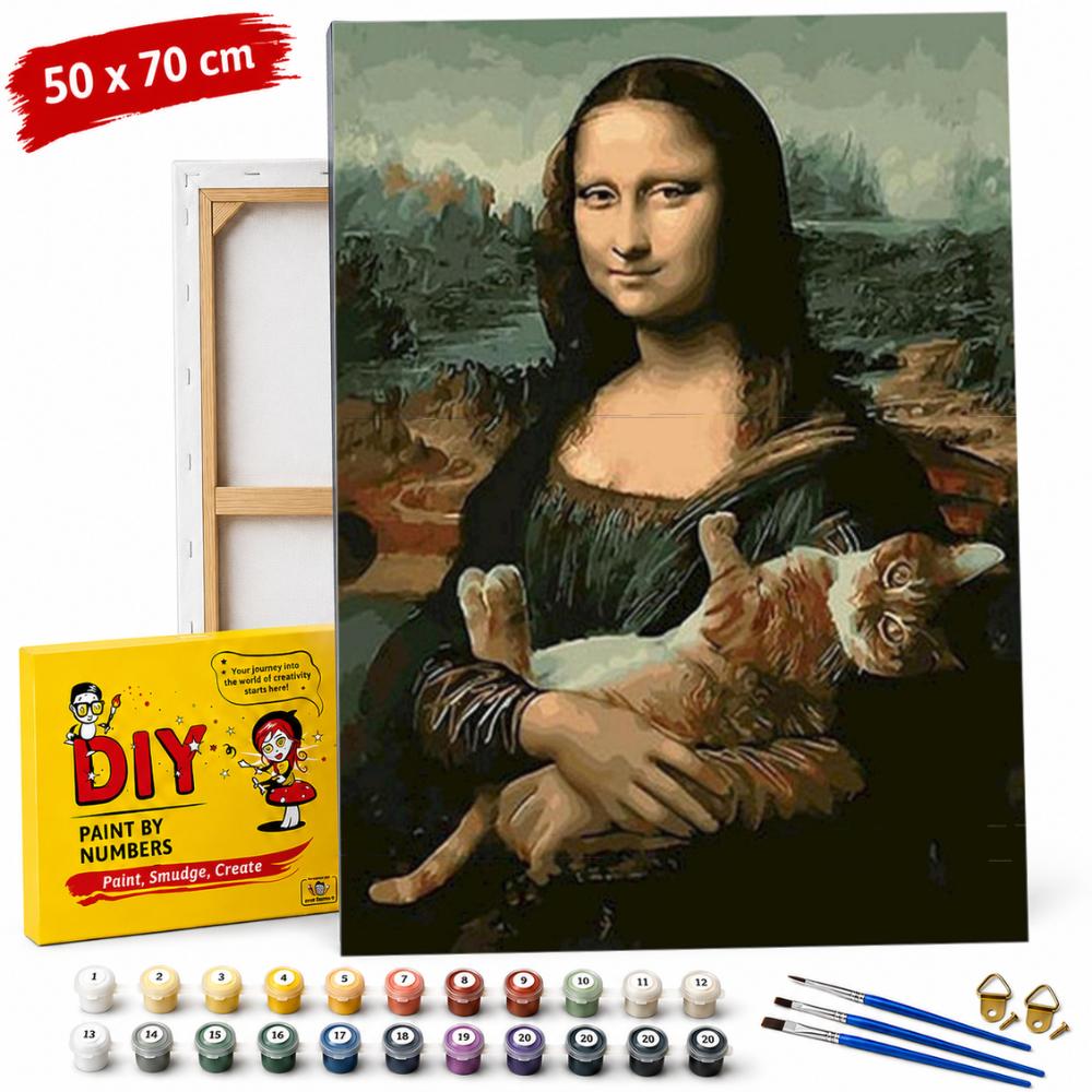 Obraz Do Malowania Po Numerach Z Ramą 50X70 Mona Lisa Z Kotem