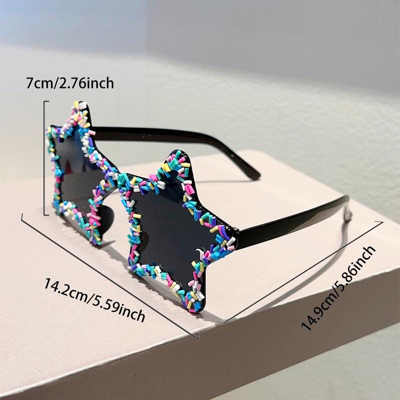 Милые солнцезащитные очки в форме звезды с блёстками Женские Стильные Пляжные Праздничные Декоративные Очки Модные Оригинальный Дизайн Солнцезащитные Очки