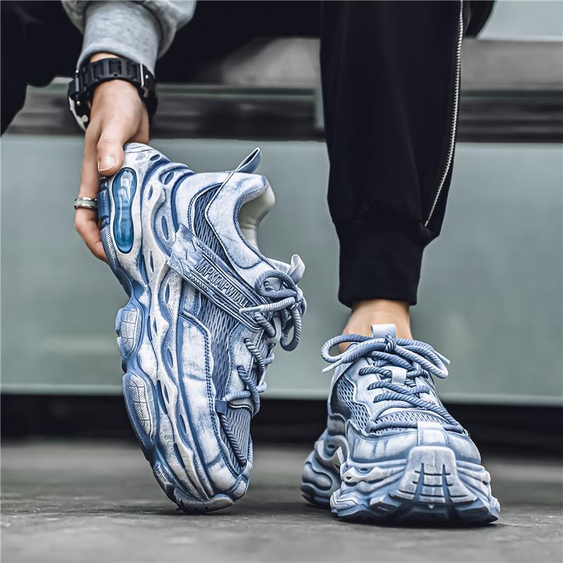 2024 Новые спортивные туфли в стиле ретро, повседневные и дышащие кроссовки для бега на толстой подошве, мужские туфли на шнуровке, увеличивающие рост
