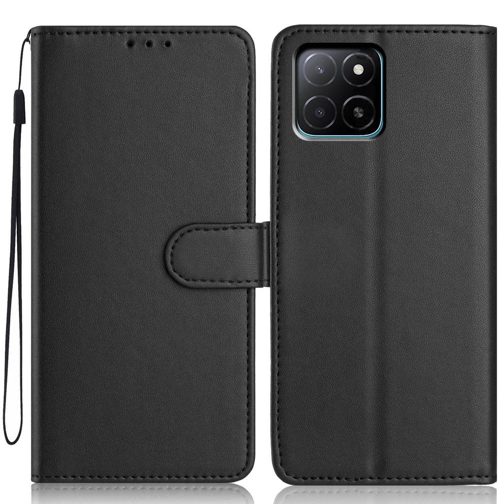 For Honor X5b Wallet Case with Strap/Multiple Card Slots Solid Color Leather Stand Phone Cover
