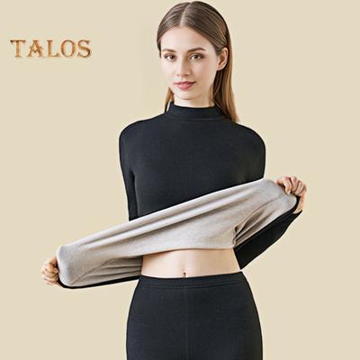 Комплект из 2 предметов, зимний женский термобелье, бесшовный, с полувысоким воротником и длинным рукавом, теплый, облегающий, эластичный, для холодной погоды, домашняя одежда