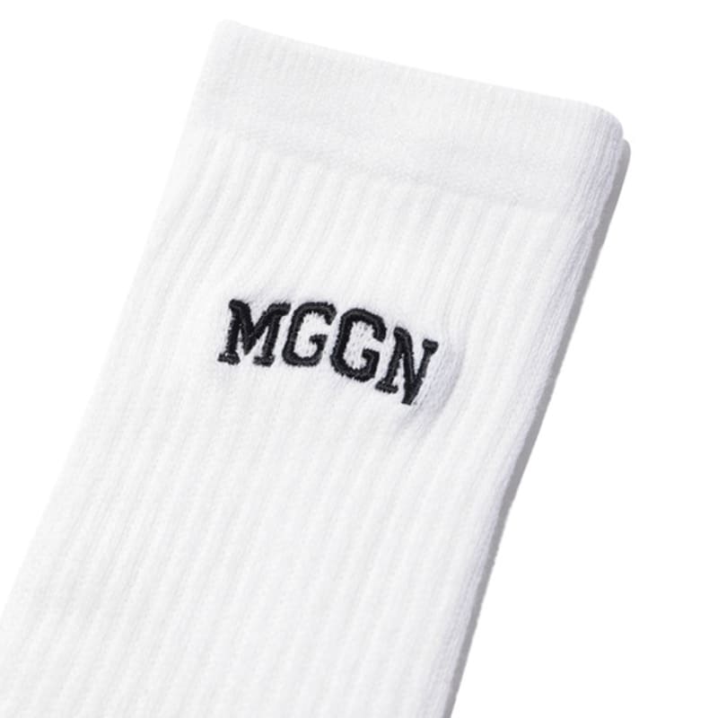 MAGOODGAN Athletic 9401 Logo Embroidered Off-White Sports Socks
