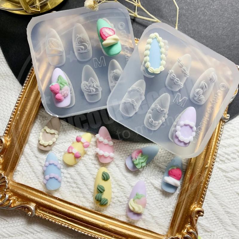 Крем для торта 3D Силиконовая резьба Ювелирные изделия Форма для ногтей Дизайн своими руками Нейл-арт Ногти Украшения Шаблон для нейл-шармов Маникюр