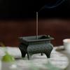 Mini Green Pine Cream Four-legged Small Tripod Ceramicline Incense Burnertearoom Household Incense Incense Insert Incense Burner