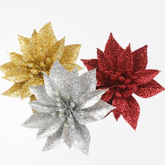 Поддельный цветок, привлекательный широкий спектр применения, компактный двухслойный пуансеттия, рождественский искусственный декор для фестиваля