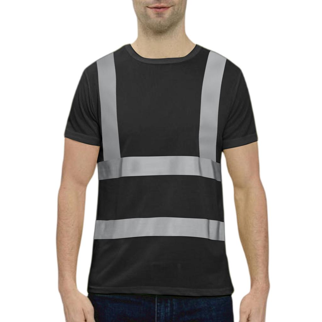 Men's Round-neck Quick-drying Reflective Outdoor Construction Environmental Sanitation Safety Building Labor Reflective Work Clothes Short-sleeved To