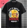 Funny I Just Want To Pet Dogs Watch Horror Movies Graphic Tshirt Short Sleeve 100cotton Casual Streetwear Humor Style Tshirt