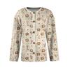 Women's Fashion Long Sleeve Christmas Snowman Snowflake Print Jacket Cardigan