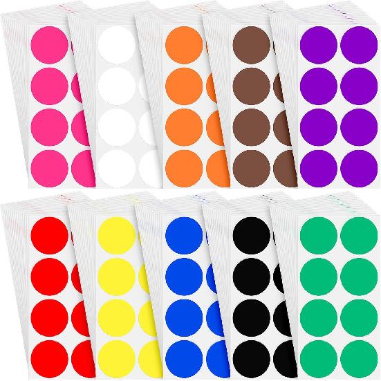 Zonon 400 Pieces 2 Inch Colored Dot Stickers 10 Assorted Colors Round Color Coding Labels Circle Sticker Label for Coloring, Marking, Organizing