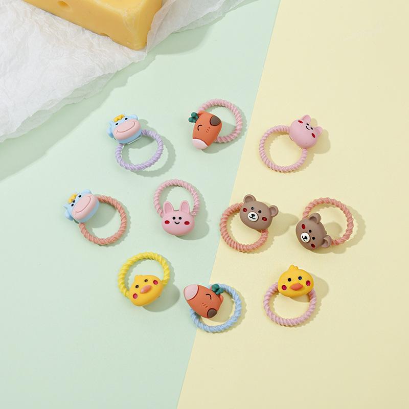 10 шт./компл., резинки для волос с милыми мультяшными животными для девочек, эластичная резинка для волос, головные уборы, аксессуары для волос