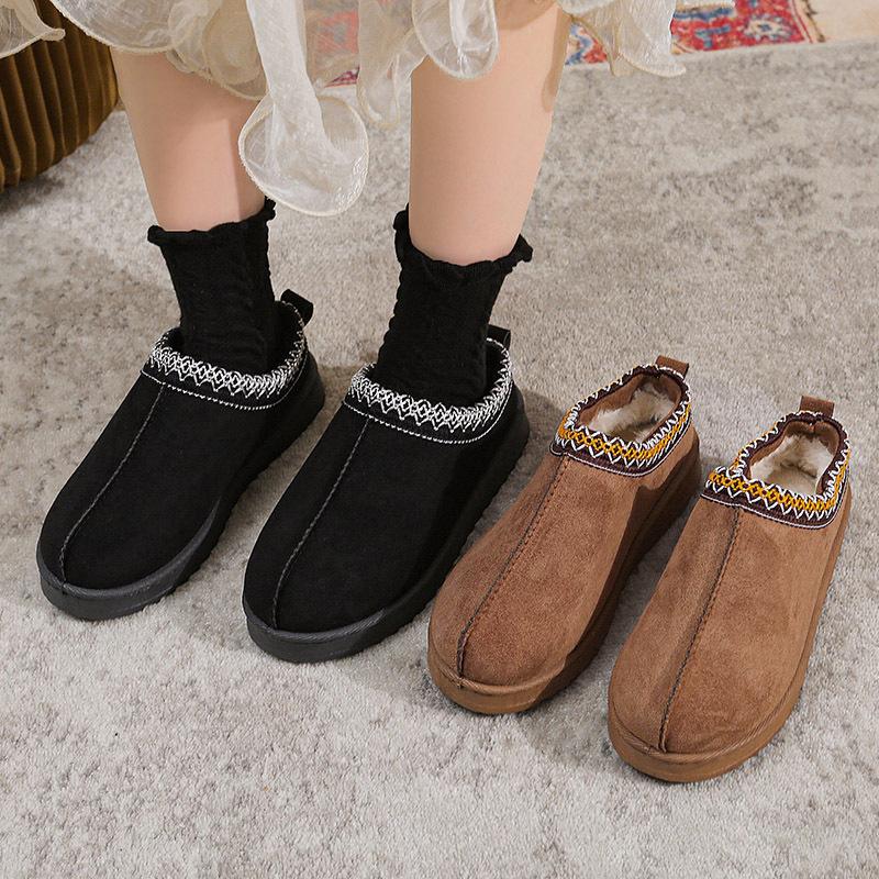 Women's Wool Slippers Warm Platform Wool Low-top Snow Boots Slippers Women's Outdoor Anti-Slip Boots Shoes for Women