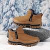 Зимние теплые ботинки для снега для мужчин, нескользящие водонепроницаемые ботинки до щиколотки с подкладкой из искусственного меха, мужские высокие походные ботинки с боковой молнией