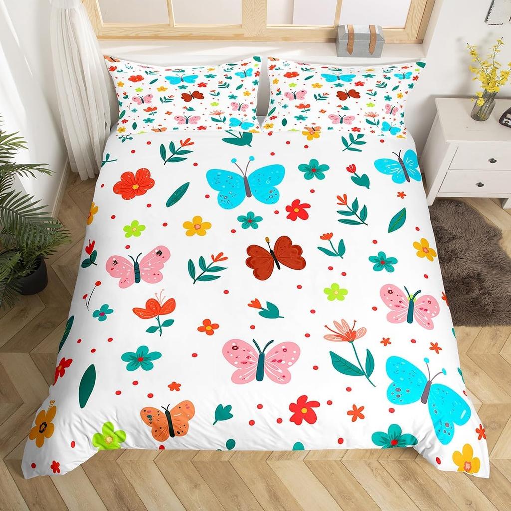 Мультяшный животный пододеяльник размера King Size Милая радужная альпака Мягкий комплект постельного белья для мальчиков и девочек Цветочный джунглевый животный комплект постельного белья 3 шт.