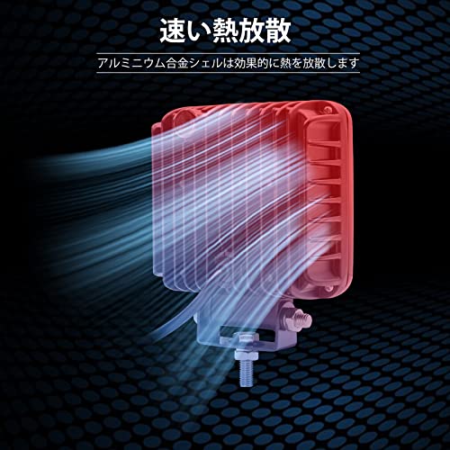 Biqing 2PCS LED Work Light Offroad Driving Fog Lights, Waterproof Square Car Spot Lights with White Halo DRL 12V 24V 24V for Truck Tractor SUV AT