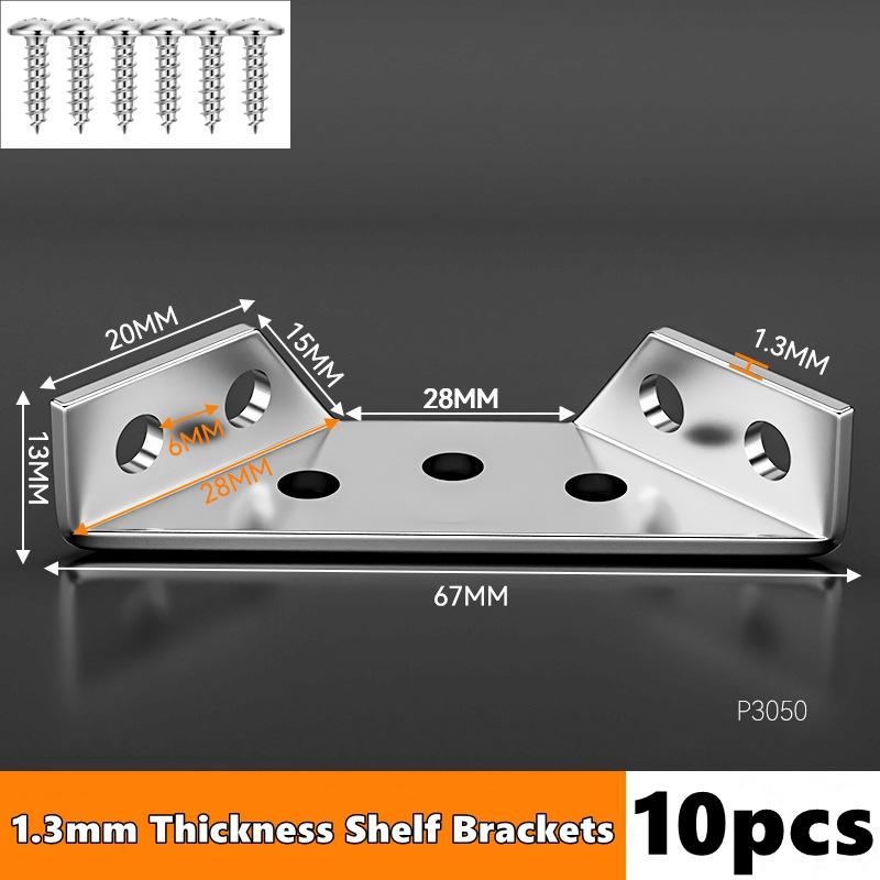 Stainless Steel Corner Braces, Furniture Corner Connectors with Screws,Triangle Shelf Support Brackets for Wood Cabinet Desk Bed