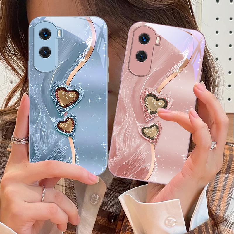 Янтарный Двойная Любовь Для Honor 200 90 8X 9X Pro Lite P50 P40 Nova 10 11i P60 Magic4 6 Mate 20 50 Закаленное Стекло Чехол для Телефона