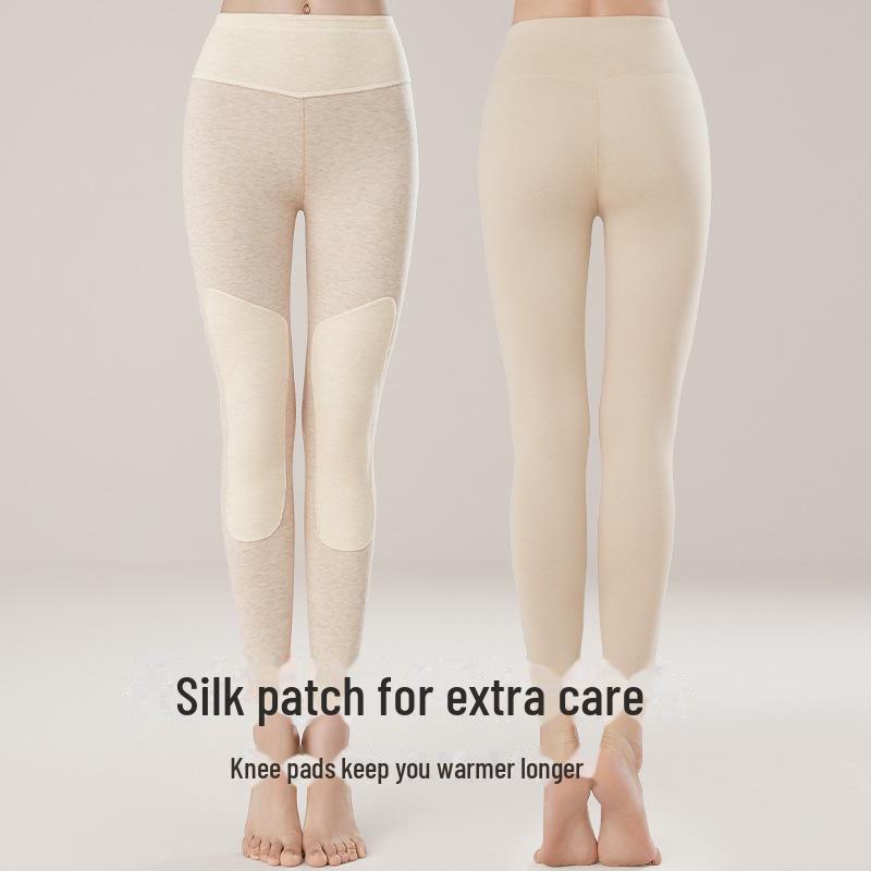 Женские теплые леггинсы из шелка Mulberry с высокой талией - антистатические, бесшовные шерстяные брюки для осени и зимы