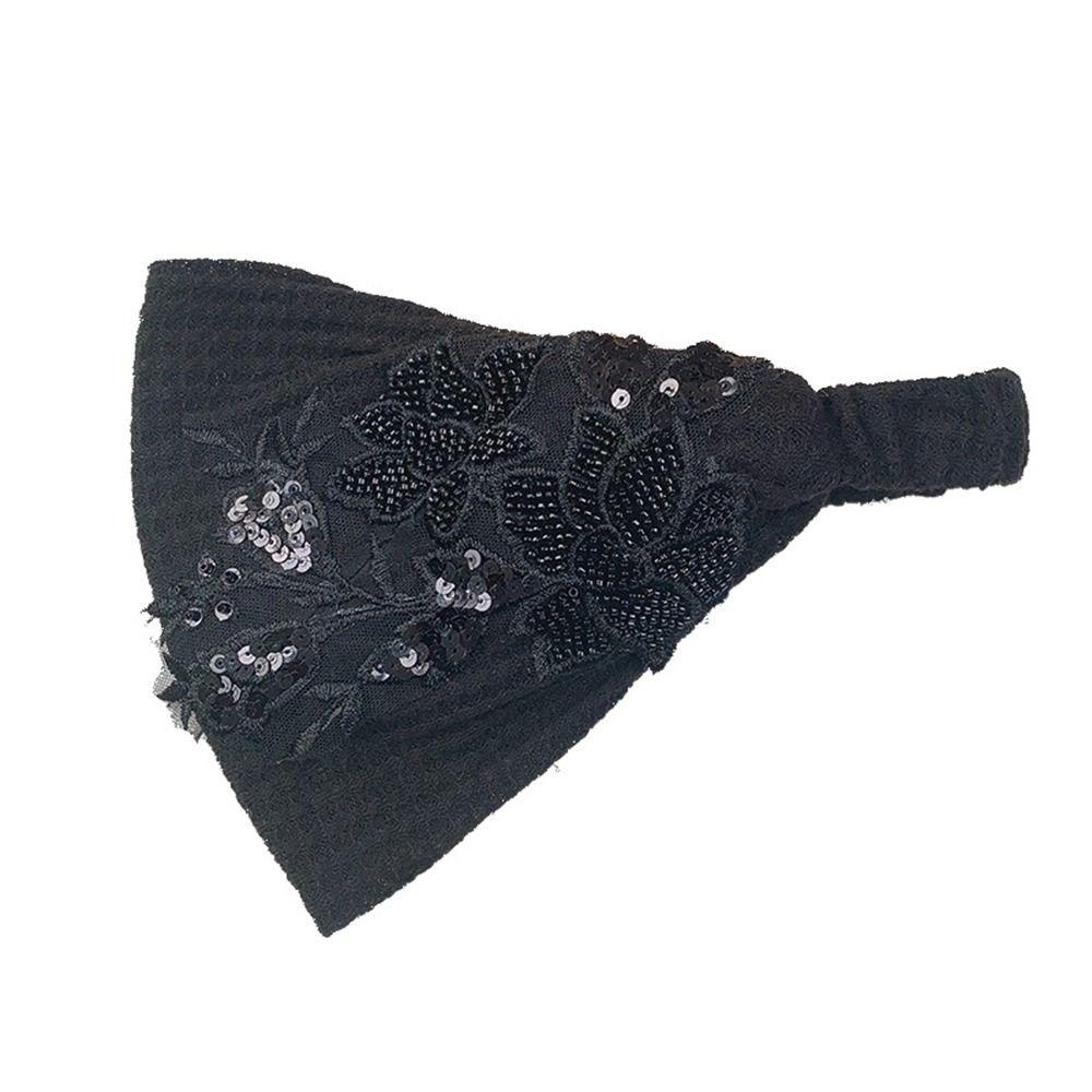 Girls Knitted Wide Side Bead Hair Accessories Flower Hair Hoop Women Hairband Korean Style Headband