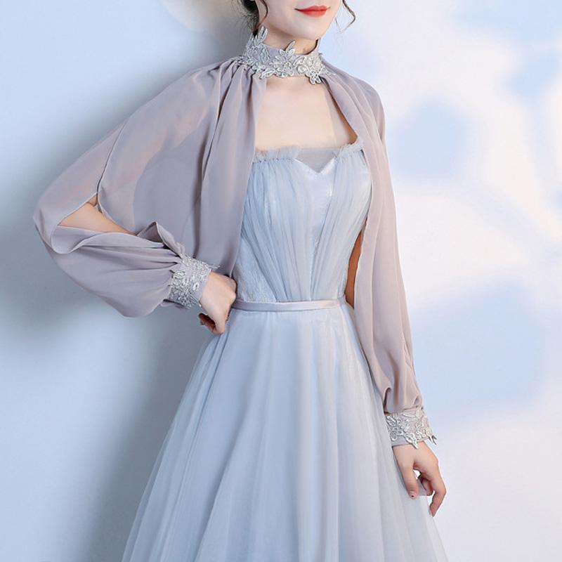 Элегантные мягкие шифоновые накидки для выпускного с длинными рукавами, свадебная шаль, летняя солнцезащитная свадебная накидка