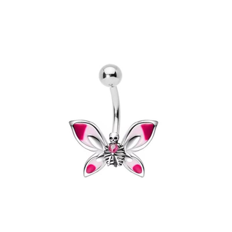 Punk Halloween Stainless Steel Belly Button Ring For Women Girl Personalized Bat Ghost Skeleton Navel Ring Body Piercing Jewelry