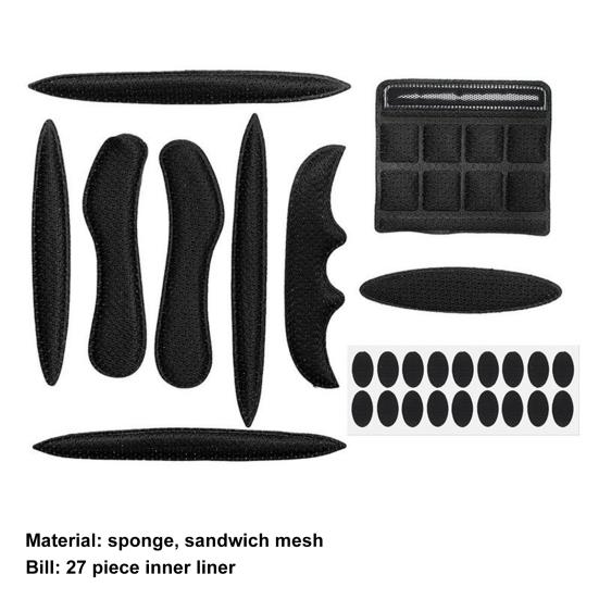 27 шт./компл. модные моющиеся черные подкладки для шлема, аксессуар для предотвращения столкновений
