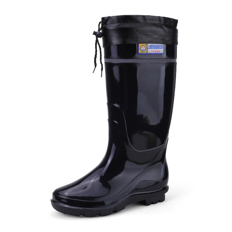 Дождевики мужские осенне-зимние водонепроницаемые и нескользящие бархатные высокие резиновые туфли мужские кухонные, рыболовные, рабочие, для отдыха на природе, водные туфли