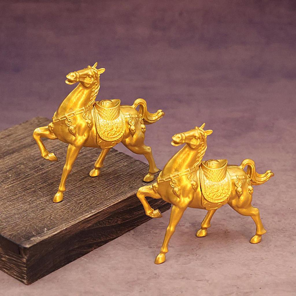 Металлическая статуэтка золотой лошади, талисман фэн-шуй, украшение года лошади, китайский Новый год, животное-символ богатства, фигурка для дома, офиса, настольное украшение