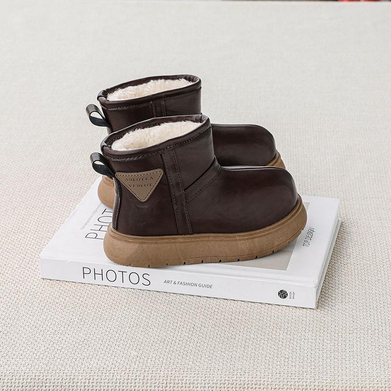 Детские зимние ботинки мех интегрированный новый Капибара водонепроницаемые и нескользящие девочки хлопковые туфли мальчики утепленный снежный хлопок