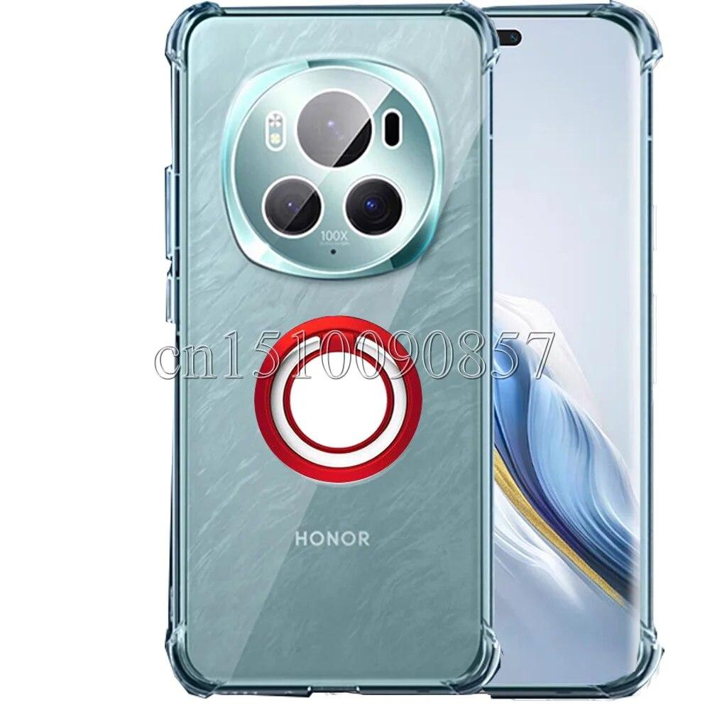 Для Huawei Honor Magic 6 Pro Magic6 Pro Lite магнитное кольцо-держатель-подставка Мягкая подушка безопасности чехол для Honor Magic 6pro 5lite противоударный прозрачный силиконовый чехол