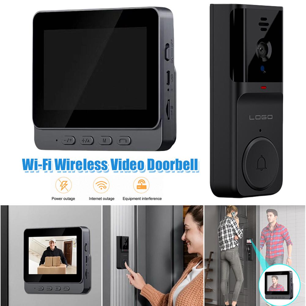 Беспроводной дверной звонок 2,4G Wi-Fi Умный видеодомофон 4,3-дюймовый IPS-дисплей Видеодомофон Двусторонняя аудиосвязь Инфракрасное ночное видение