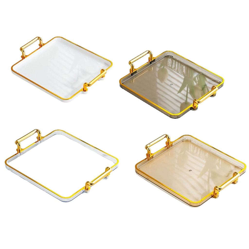 Serving Tray with Handles Rectangle Serving Platter Tea Fruit Storage Tray for Living Room Bathroom Kitchen Entertaining Decor