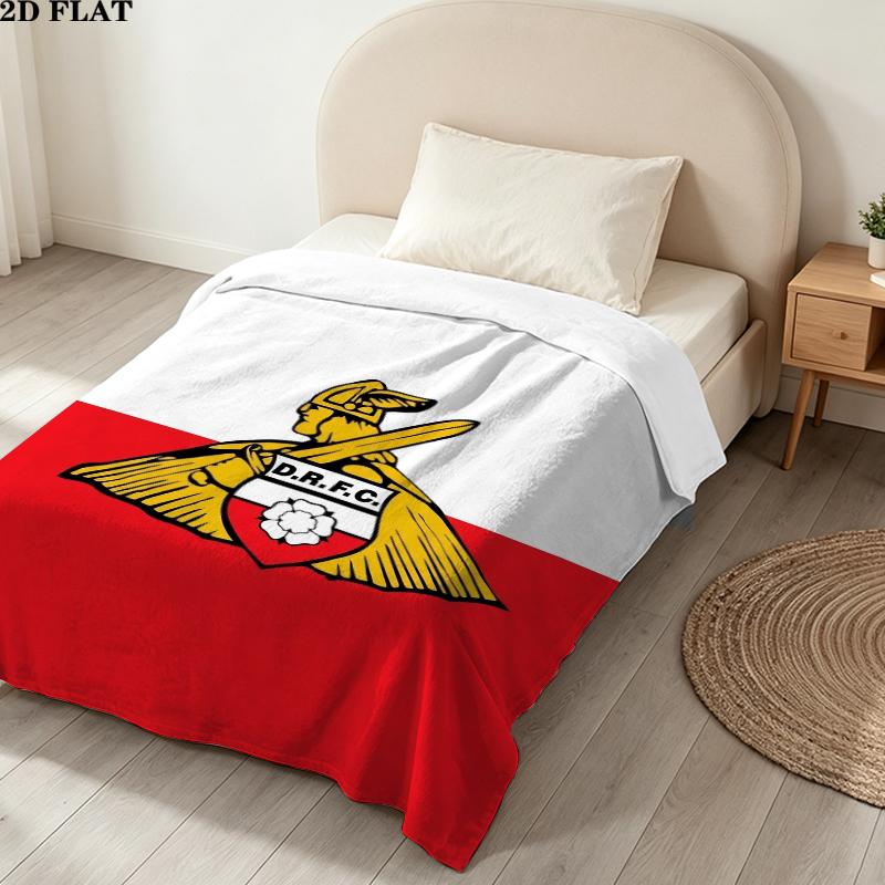 Doncaster Rovers FC Print Flannel Blanket, High quality Comfortable for All Seasons, Home Decor, Warmth and Comfort, Perfect for Christmas Gifts