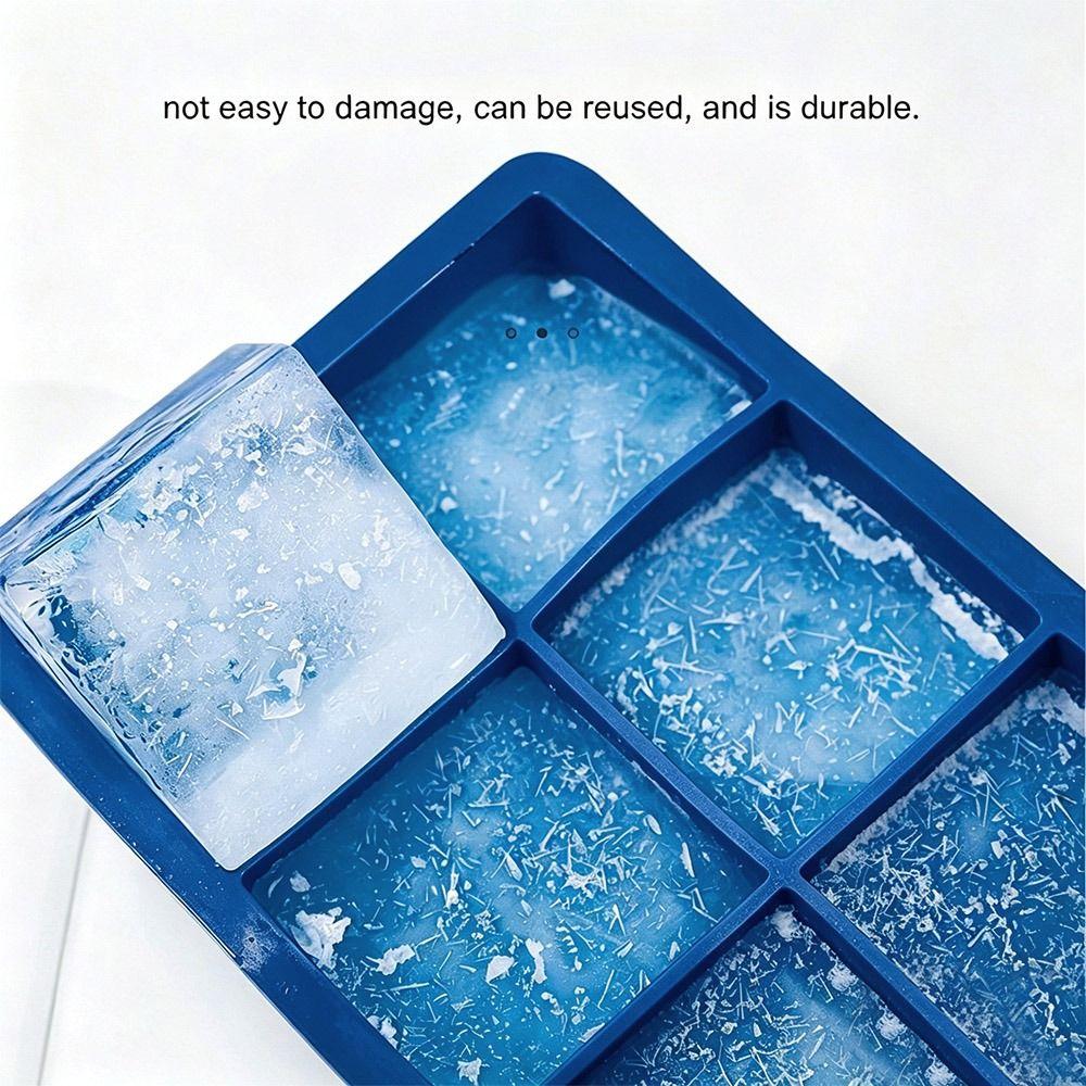 2pcs Silicone Ice Maker With Lid 6 Cells Large Ice Cube Trays Reusable Ice Cube Molds  Home