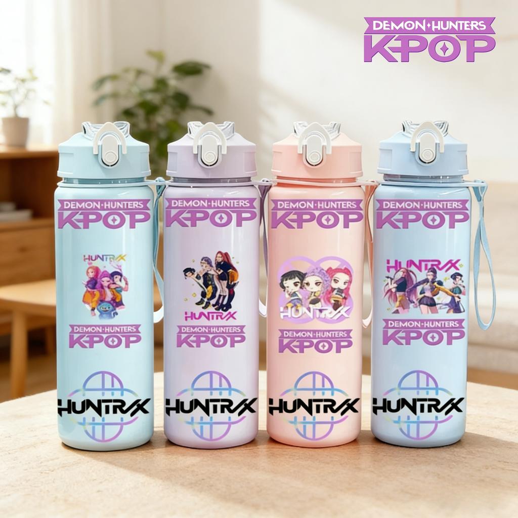 750 мл K-Pop Охотники на демонов Градиентная Бутылка для воды с трубочкой Портативная Чашка большой емкости Легко чистящаяся Многоразовая разработана для Офиса Школы Улицы