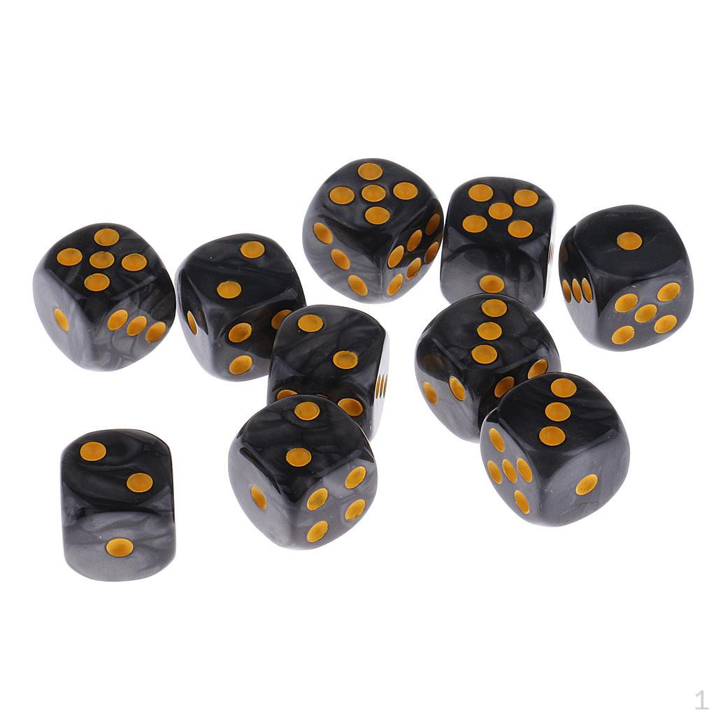 10x 6-гранных пластиковых D6 для ролевых игр, аксессуар, подарок