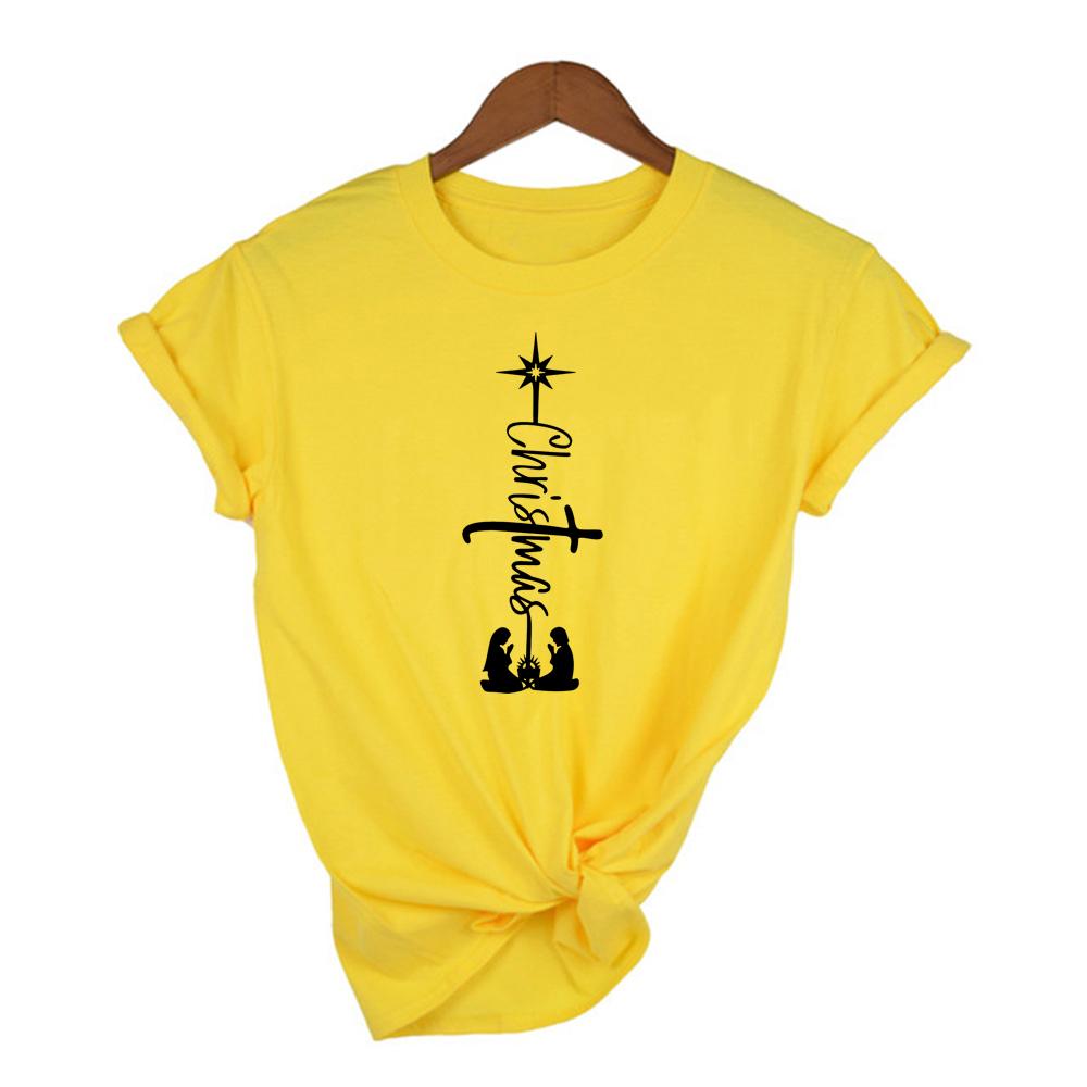 Christmas Jesus Print Women Graphic T Shirts Harajuku Christian Faith Hope Love Female Short Sleeve