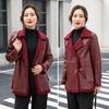 Autumn Winter Women Jacket Thickened Fleece Faux Leather Patchwork Dual-sided Reversible Mid Length Plus Size Pockets