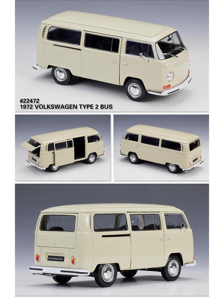 Volkswagen 1972 T2 Автобус Фургон 1:24 Модель из сплава Игрушка