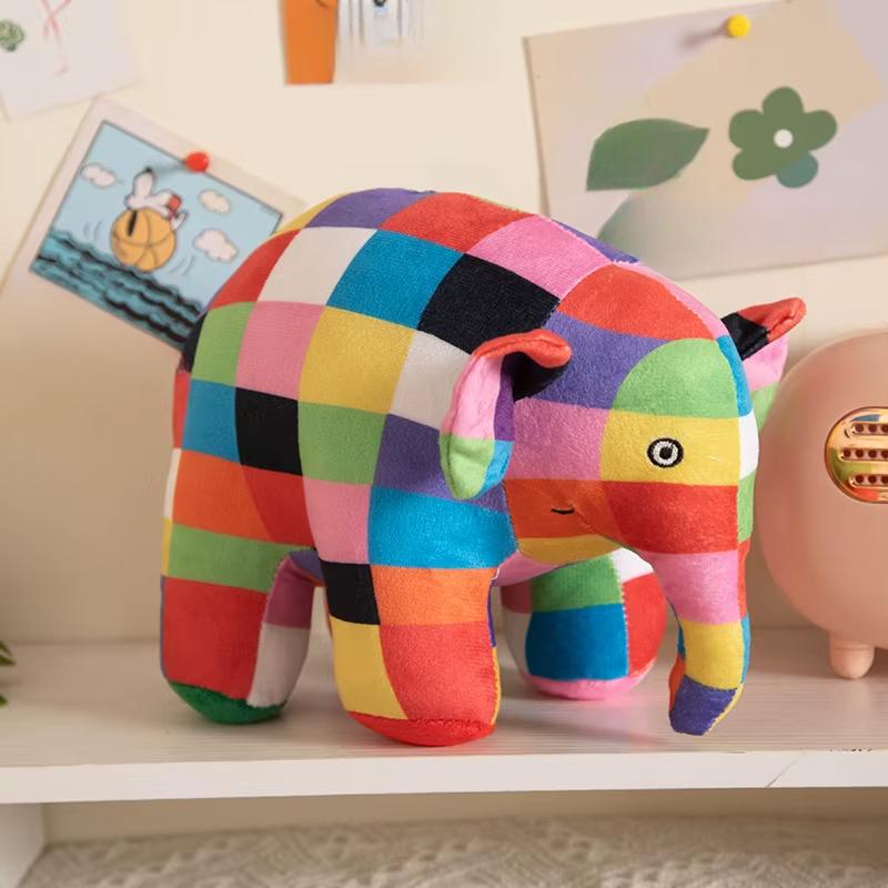 Cute Anime Elmer Elephant Figure Plush Toy Stuffed Cartoon Bear Snake Dolls Soft Animals Pillow for Kids Xmas Halloween Gifts