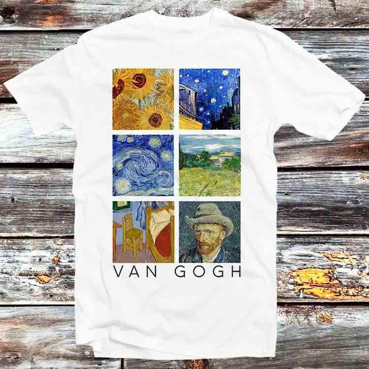 Van Gogh Paintings Sunflowers Starry Night Self Portrait T Shirt B713