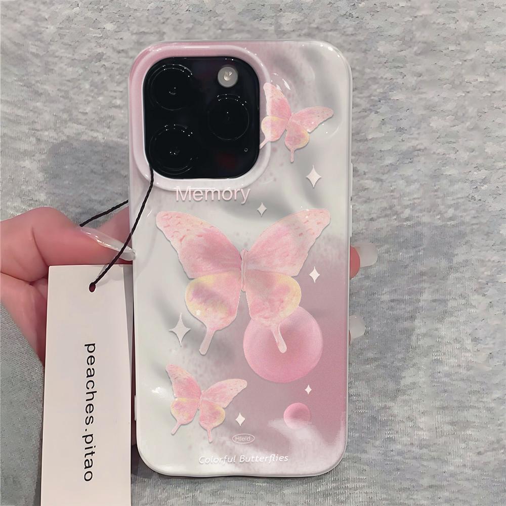 Fashion Dyeing Butterfly Phone Case For IPhone 17 16 15 14 13 12 11 Pro MAX 16 15 14 Plus Shockproof Bumpper Cover Case Funda