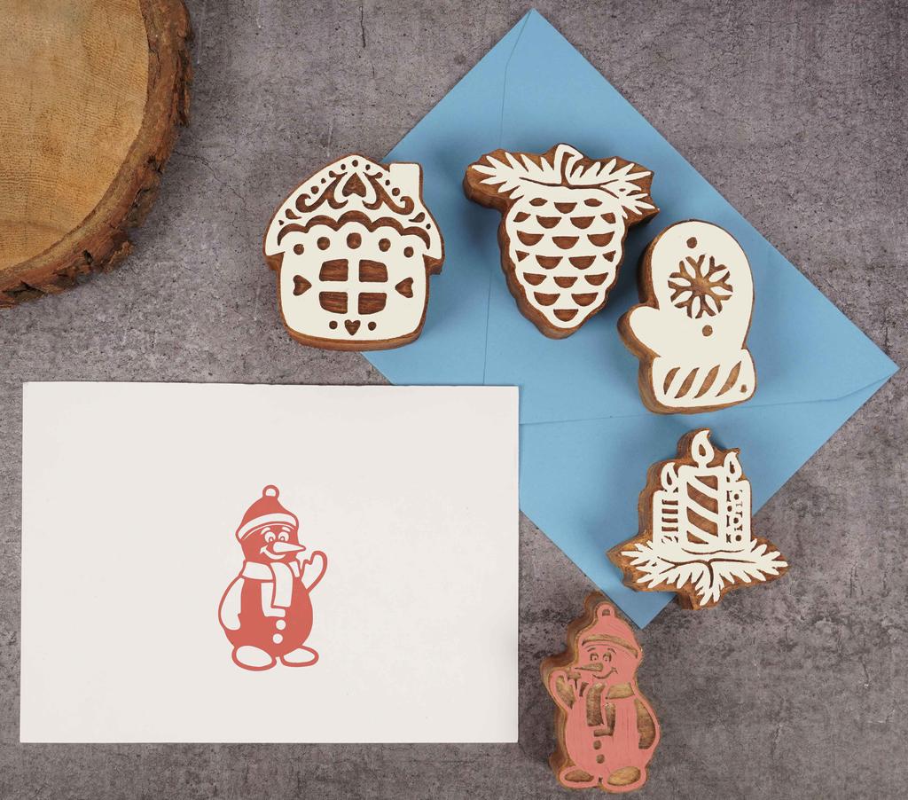 IBA Indianbeautifulart Текстильный печатный блок Зимняя тема Ручная резьба по дереву Печать на деревянном блоке Текстиль