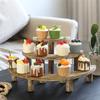 Practical-3-Layer Wooden Cupcake Rack Layered Cupcake Display Rack Semi-Circular Dessert Cake Rack