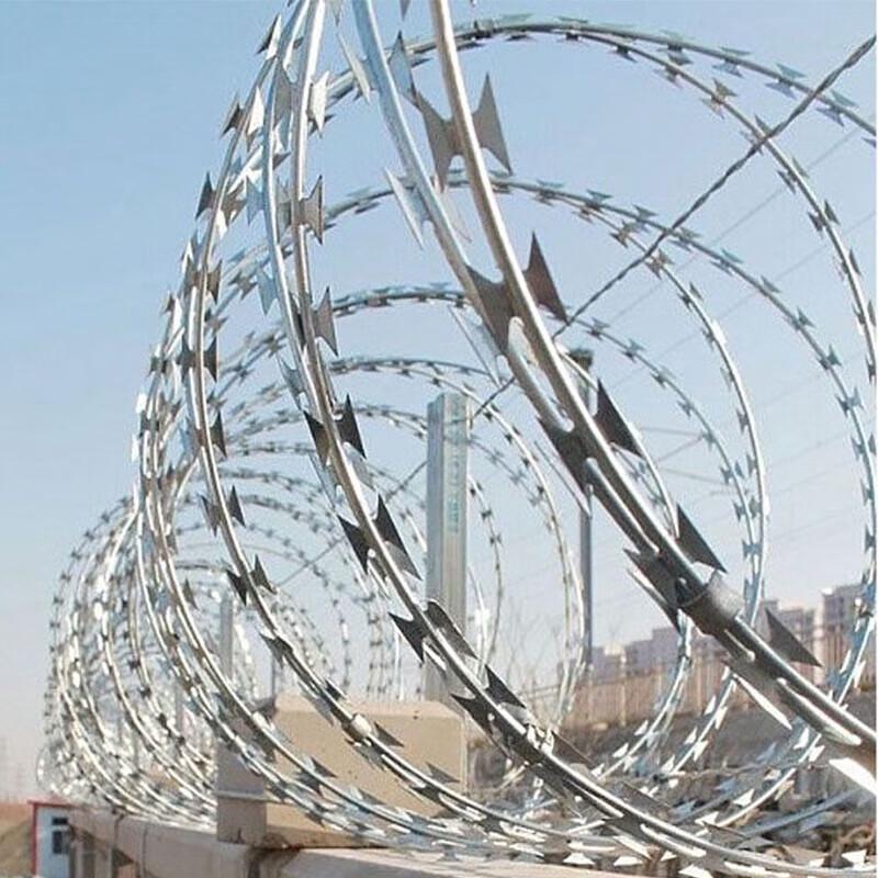 High-Security Galvanized Double Helix Razor Wire