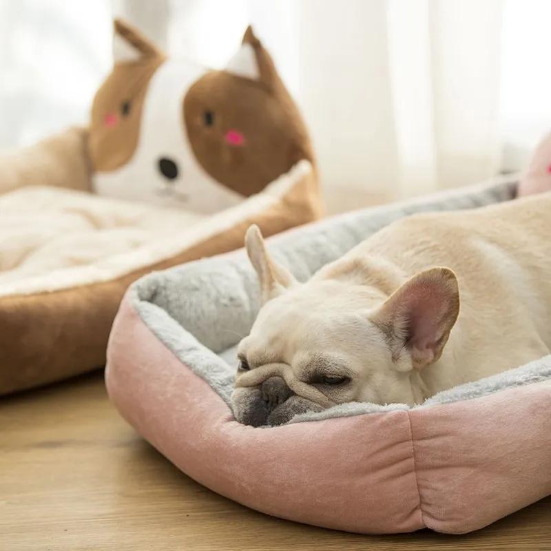 Oversize Soft Cartoon Chai Dog Shaped Dog Bed Winter Warm Cat Sleeping Mat Plush Cushion Puppy Kitten Sofa Pet Supplies