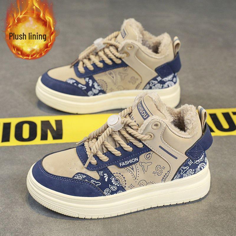 Men's & Women's Korean Style Fleece-Lined High-Top Sneakers