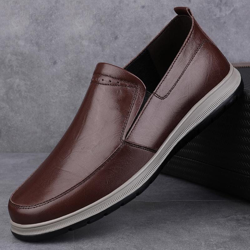 Best Seller Mens Comfortable Slip-on Genuine Leather Loafers Casual Shoes Soft Lining Rubber Outsole for Business Office Wedding